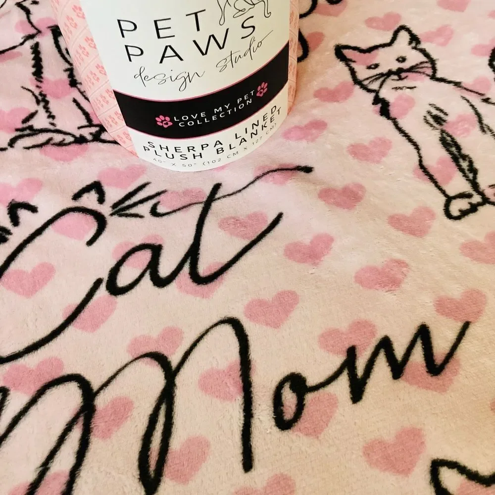 Cat Mom Purrfect Plush Sherpa Pet Throw Blanket